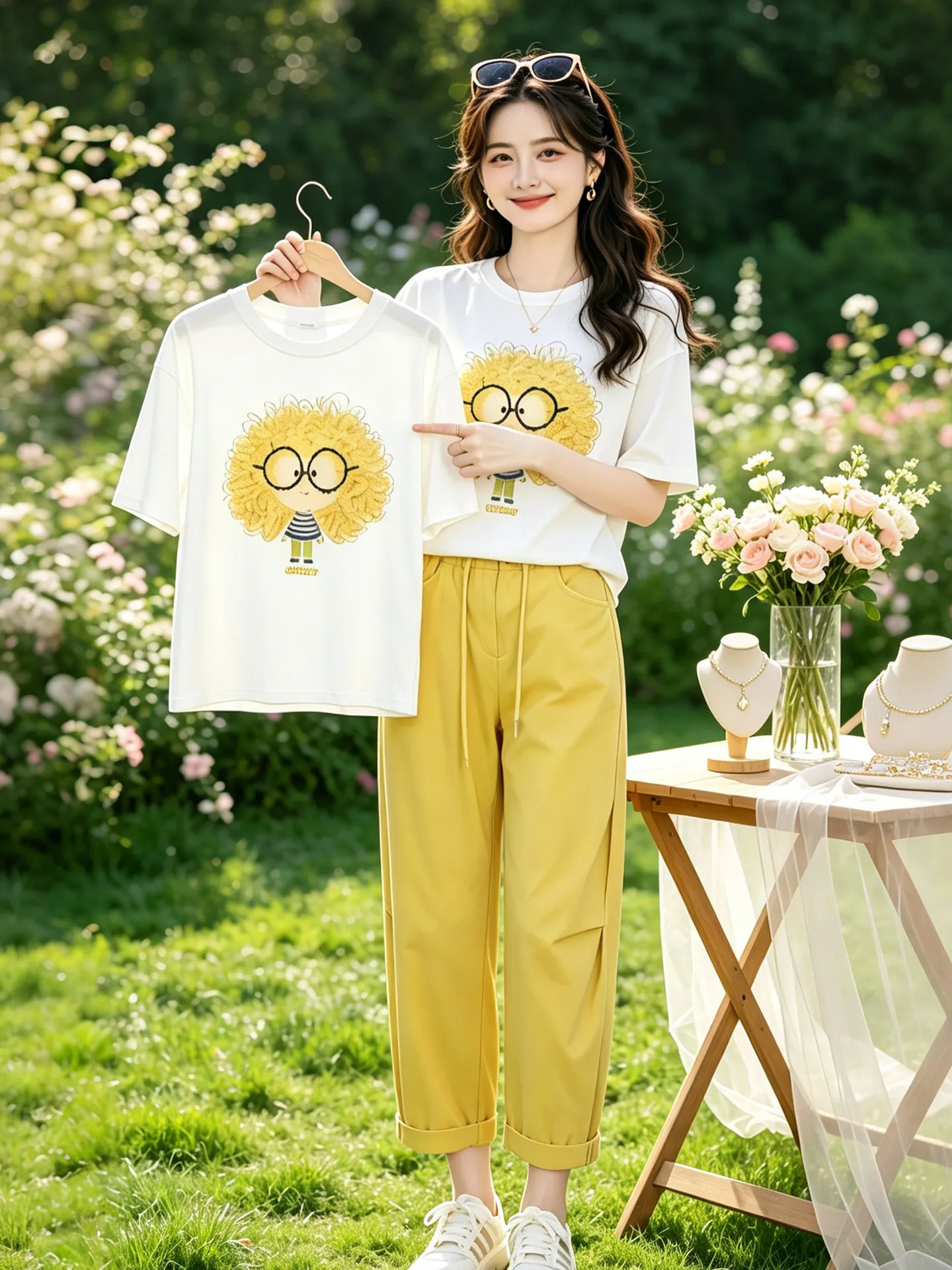 Fashionable Loose Cartoon Print Short Sleeve T-Shirt And Drawstring Straight Leg Pants Two Piece Set Breathable Lightweight S...
Fashionable Loose Cartoon Print Short Sleeve T-Shirt And Drawstring Straight Leg Pants Two Piece Set Breathable Lightweight S...