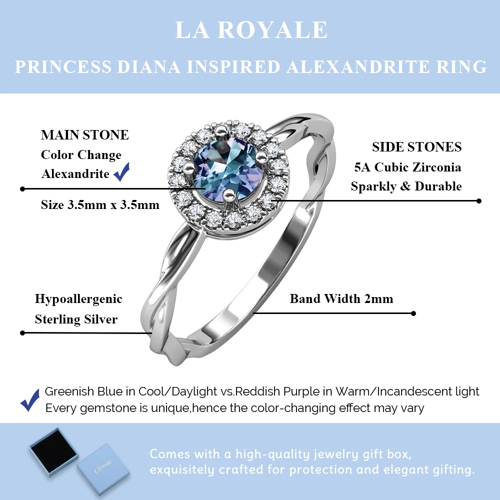 925 Sterling Silver Alexandrite Ring June Birthstone Jewelry for Women Round Halo Design Cocktail Statement Jewelry
925 Sterling Silver Alexandrite Ring June Birthstone Jewelry for Women Round Halo Design Cocktail Statement Jewelry