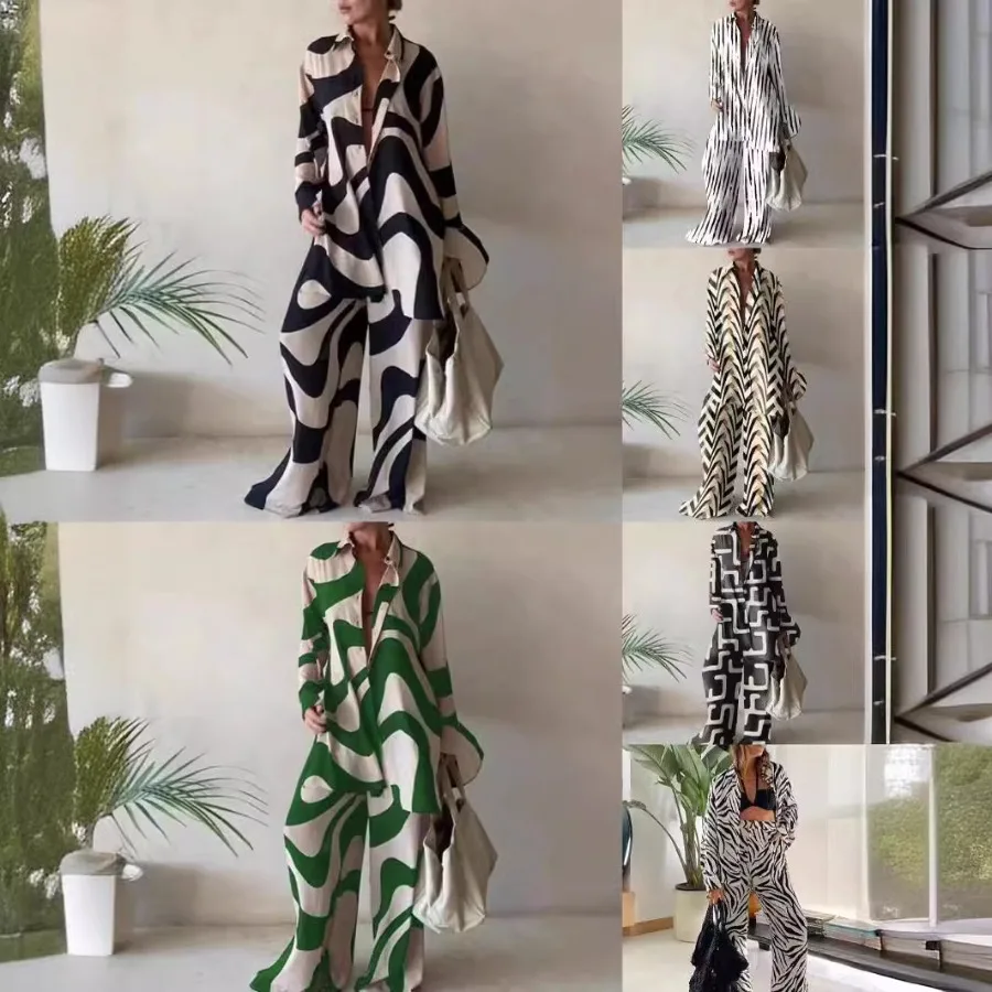 【New style】New printed suit loose long-sleeved v straight pants dress travel leisure vacation one piece on behalf of delivery
【New style】New printed suit loose long-sleeved v straight pants dress travel leisure vacation one piece on behalf of delivery