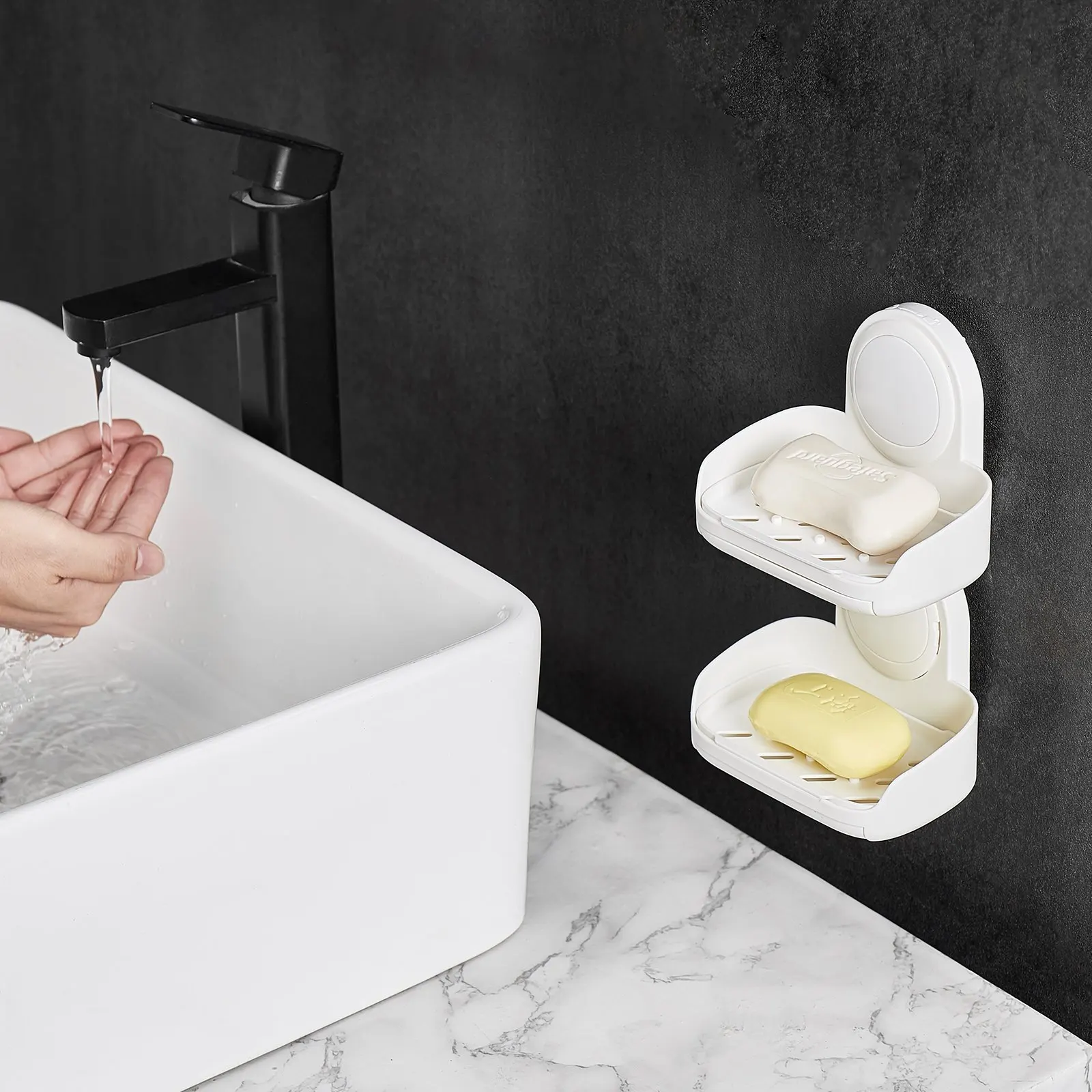 Suction Cup Soap Dish With Double Layer Holder With Drain Tray For Shower
Suction Cup Soap Dish With Double Layer Holder With Drain Tray For Shower