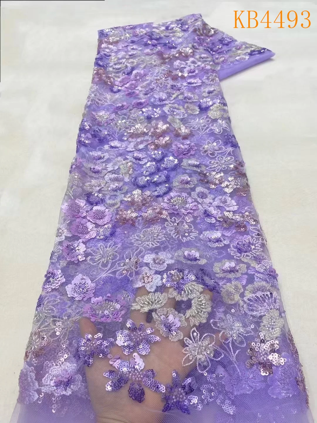 3D Flower Beaded Sequins Lace Fabric Purple Lilac Beaded Tulle Lace Fabrics African Beaded Embroidery Lace For Sewing KB4493
3D Flower Beaded Sequins Lace Fabric Purple Lilac Beaded Tulle Lace Fabrics African Beaded Embroidery Lace For Sewing KB4493