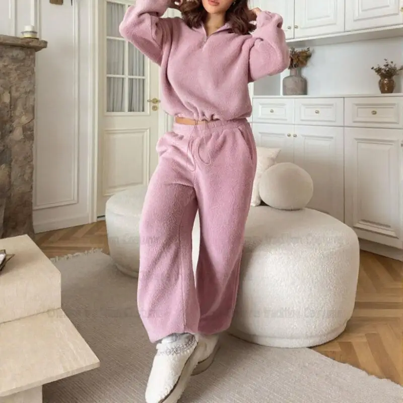 Autumn Winter Loose Fit Hoodie and Trousers Set Warm Stand Collar Two Piece Suit for Women Home Clothes Elastic Waist Outfit
Autumn Winter Loose Fit Hoodie and Trousers Set Warm Stand Collar Two Piece Suit for Women Home Clothes Elastic Waist Outfit