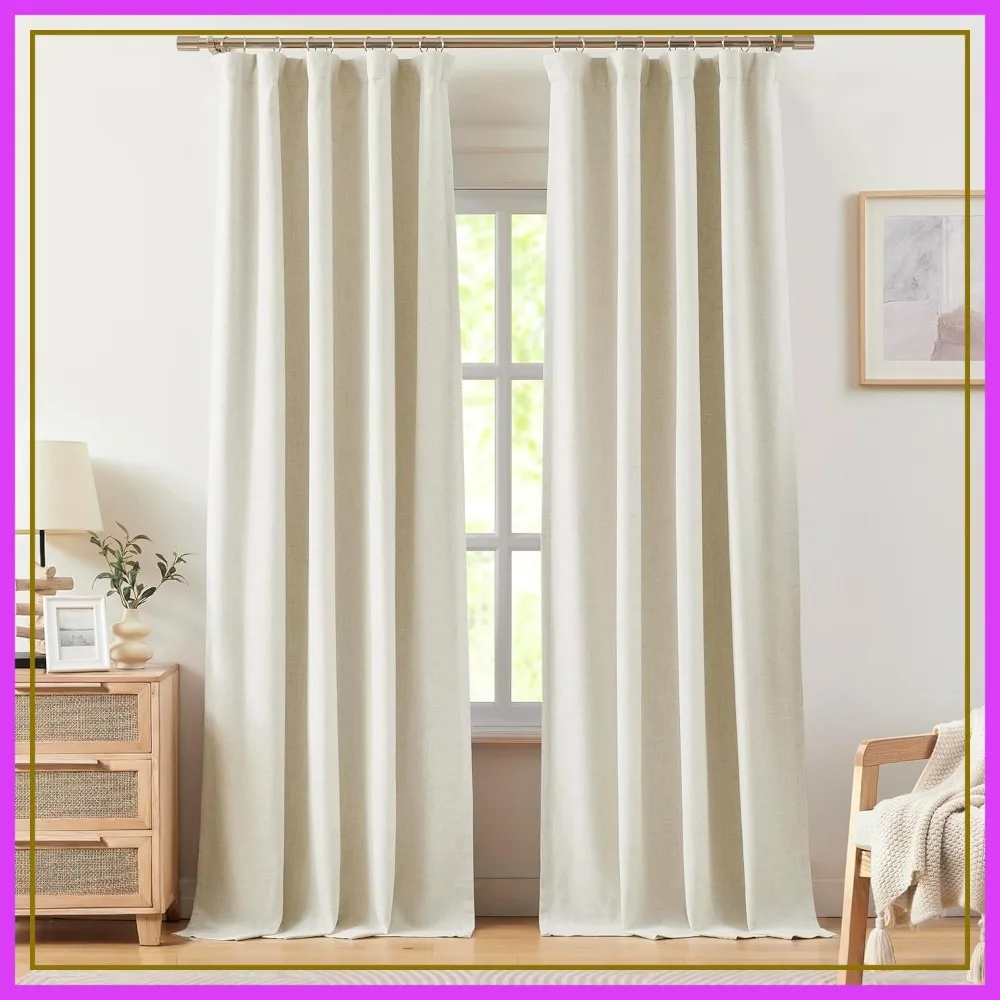 Natural Linen Full Blackout Curtains 84 inch for Bedroom Living Room Darkening Soundproof Thermal Insulated Rod Pocket Back Tab Drapes 56"Wx84"Lx2
Natural Linen Full Blackout Curtains 84 inch for Bedroom Living Room Darkening Soundproof Thermal Insulated Rod Pocket Back Tab Drapes 56"Wx84"Lx2