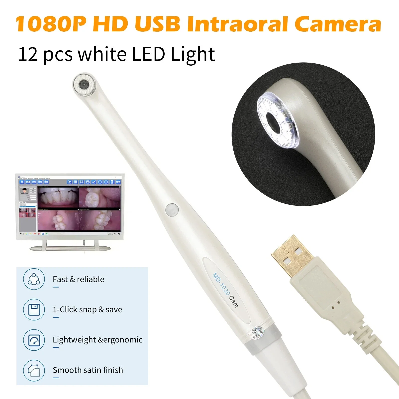 Стоматологическая интраоральная камера MD1030 с USB-подключением, цифровая, с 12 светодиодами, НОВИНКА
Стоматологическая интраоральная камера MD1030 с USB-подключением, цифровая, с 12 светодиодами, НОВИНКА