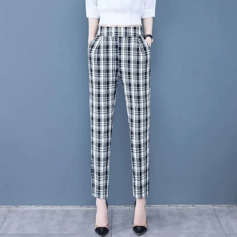 New Spring and Summer Women's Solid Colors High Waist Elastic Loose Plaid Straight Pants Fashion Casual Comfortable Trousers
New Spring and Summer Women's Solid Colors High Waist Elastic Loose Plaid Straight Pants Fashion Casual Comfortable Trousers