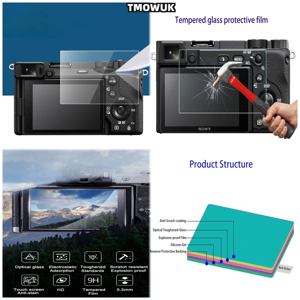 For A7S3 A7R3 A7RM3 A7RMII A7MII A7MIII A7C, Easy-to-Clean Surface, 9H Hardness Glass Screen Guard.
For A7S3 A7R3 A7RM3 A7RMII A7MII A7MIII A7C, Easy-to-Clean Surface, 9H Hardness Glass Screen Guard.
