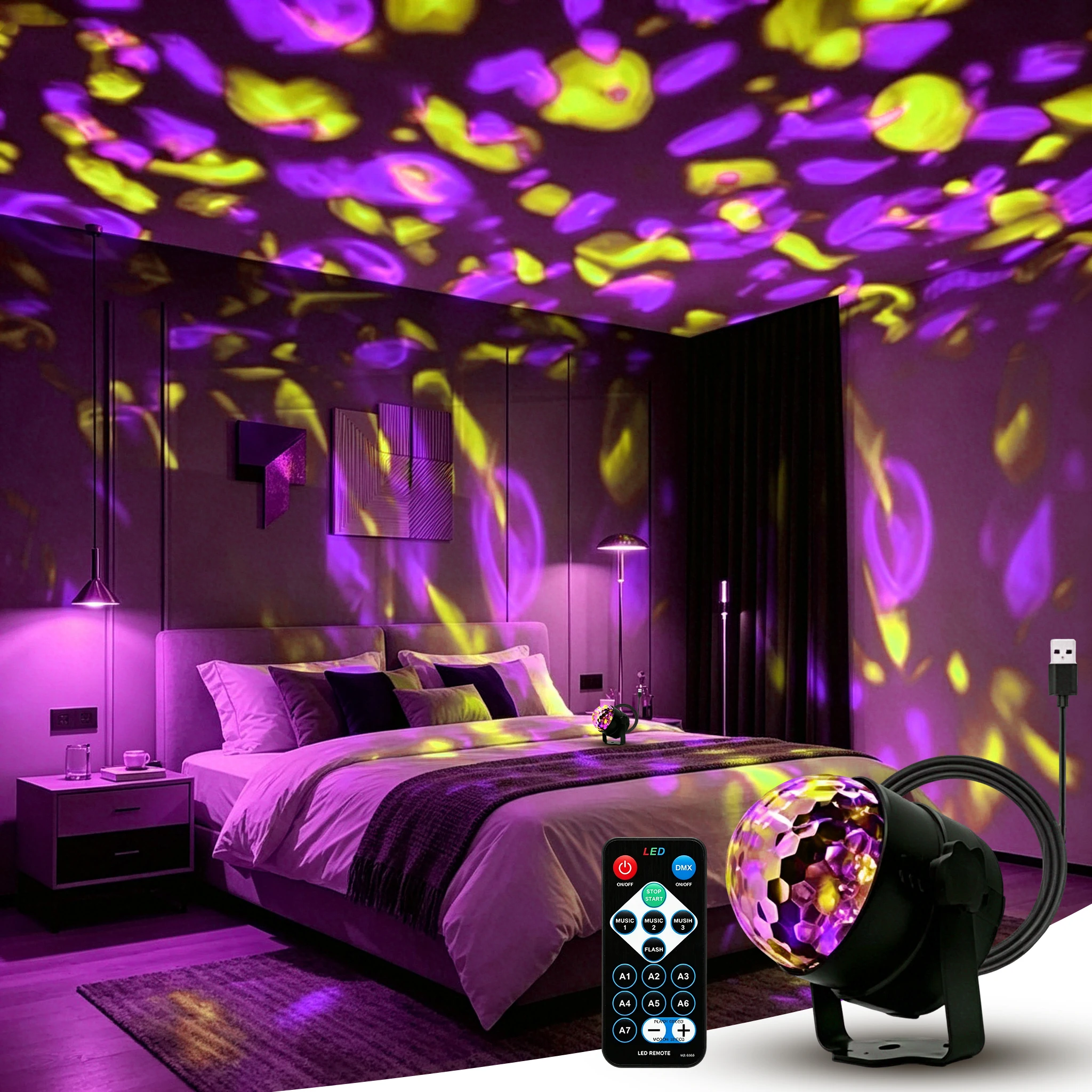 Remote Control Water Wave LED Light, Color Changing Projector Lamp for Bedroom, Bar, Party Decor
Remote Control Water Wave LED Light, Color Changing Projector Lamp for Bedroom, Bar, Party Decor
