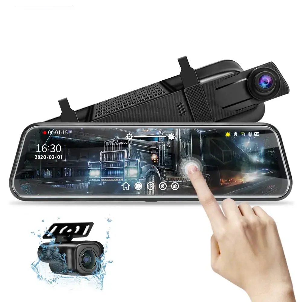 10 Inch Mirror Camera for Car Touch Screen Video Recorder Rearview Mirror Dash Cam Front and Rear Camera Mirror DVR Black Box
10 Inch Mirror Camera for Car Touch Screen Video Recorder Rearview Mirror Dash Cam Front and Rear Camera Mirror DVR Black Box