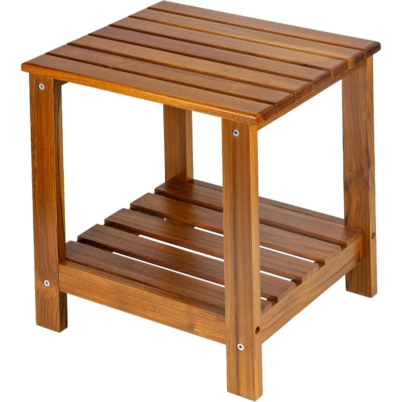 Teak Side Table Outdoor, Patio End Table Double Layer, Wooden Coffee Accent Tables for Backyard, Garden, Bed, Living Room
Teak Side Table Outdoor, Patio End Table Double Layer, Wooden Coffee Accent Tables for Backyard, Garden, Bed, Living Room