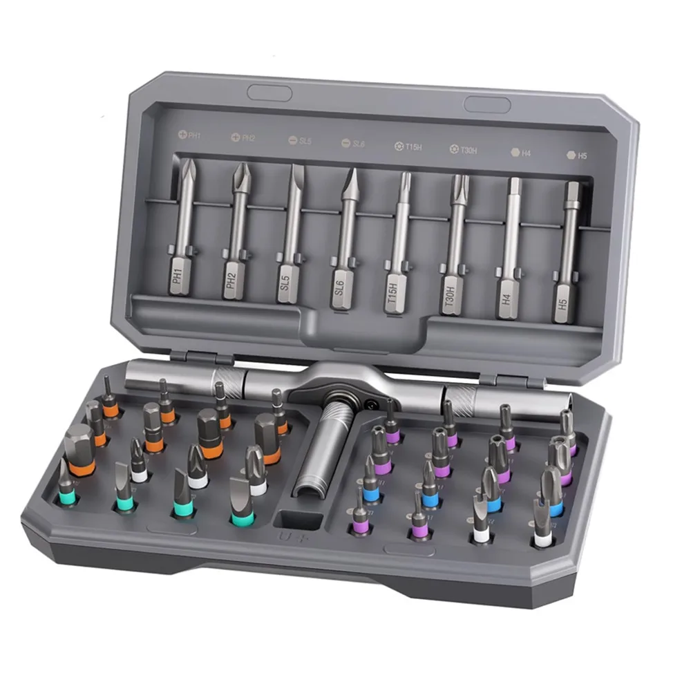42 in 1 Magnetic Screwdriver Set Magnetic Compact and Portable Ratchet Screwdriver with Reversible High Torque Drive Handle
42 in 1 Magnetic Screwdriver Set Magnetic Compact and Portable Ratchet Screwdriver with Reversible High Torque Drive Handle