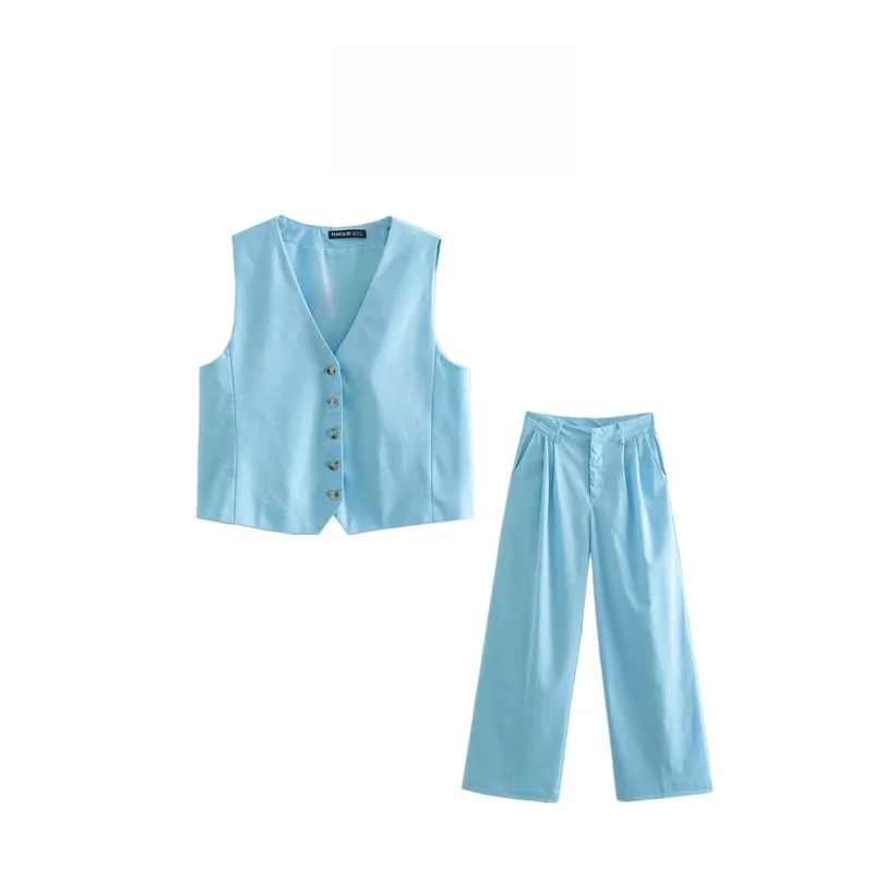 Summer New Style Casual Sleeveless Vest And Pants Set Comfortable Cotton Blend Fashionable for Young Women 18-25 Years Old
Summer New Style Casual Sleeveless Vest And Pants Set Comfortable Cotton Blend Fashionable for Young Women 18-25 Years Old