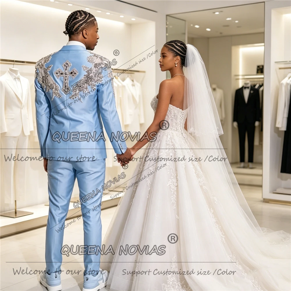 Luxury Men Suits 2 Pieces Sets Crystals Beaded Appliques Wedding Groom Tuxedo Customized Party Male Prom Blazers Terno Masculino
Luxury Men Suits 2 Pieces Sets Crystals Beaded Appliques Wedding Groom Tuxedo Customized Party Male Prom Blazers Terno Masculino