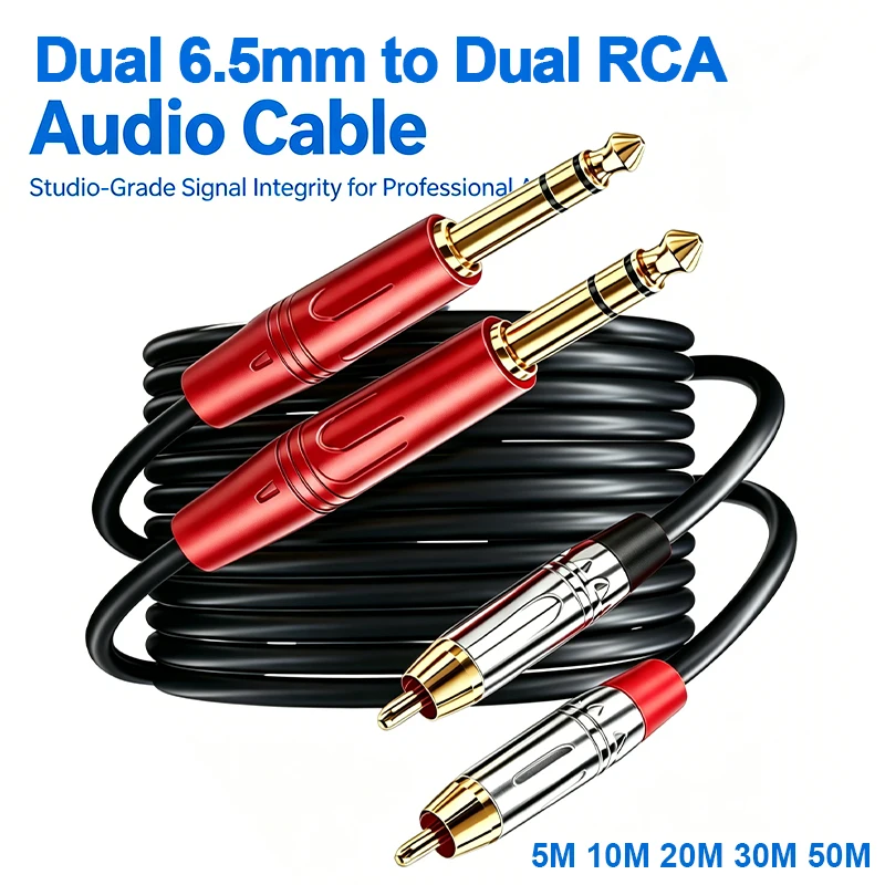 Dual TRS Mono 6.5mm 6.35mm To 2 RCA Audio Cable Hifi Cable for Amplifier Mixer Speaker OFC Shielded Cable 3M 5M 10M 15M 20M
Dual TRS Mono 6.5mm 6.35mm To 2 RCA Audio Cable Hifi Cable for Amplifier Mixer Speaker OFC Shielded Cable 3M 5M 10M 15M 20M