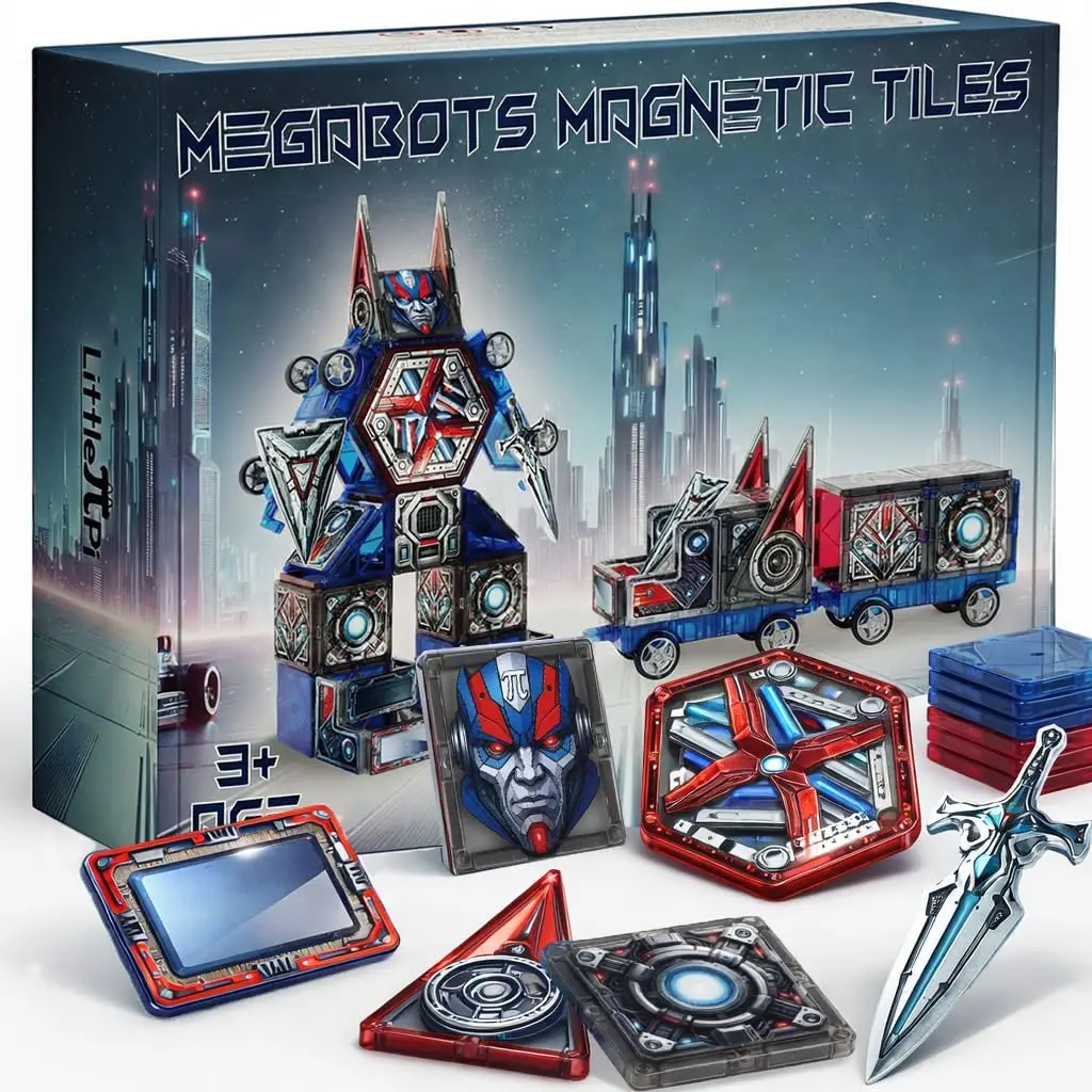 58 PCS Magnetic Tiles Robot Building Set | Transformable STEM Toy with Sword & Shield for Kids Ages 3-8
58 PCS Magnetic Tiles Robot Building Set | Transformable STEM Toy with Sword & Shield for Kids Ages 3-8