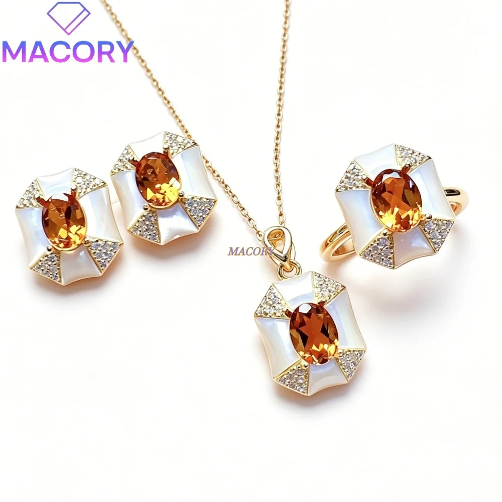 Natural Citrine Jewelry Set 925 Sterling Silver Everyday Wear Elegant Stylish Simple Versatile Birthday Gift for Friends
Natural Citrine Jewelry Set 925 Sterling Silver Everyday Wear Elegant Stylish Simple Versatile Birthday Gift for Friends
