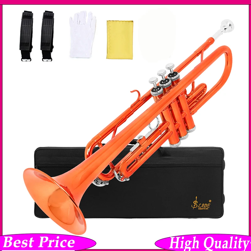 SLADE Quality Bb Trumpet B Flat Brass Professional Colorful Trumpet Musical Instruments with Case Gloves Cleaning Cloth
SLADE Quality Bb Trumpet B Flat Brass Professional Colorful Trumpet Musical Instruments with Case Gloves Cleaning Cloth