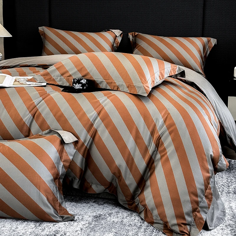 Modern Stripe 100% Egyptian Cotton Luxury Bedding Set 4Pcs Minimalist Style Soft Duvet Cover Set Pillowcases for Bedroom Decor
Modern Stripe 100% Egyptian Cotton Luxury Bedding Set 4Pcs Minimalist Style Soft Duvet Cover Set Pillowcases for Bedroom Decor