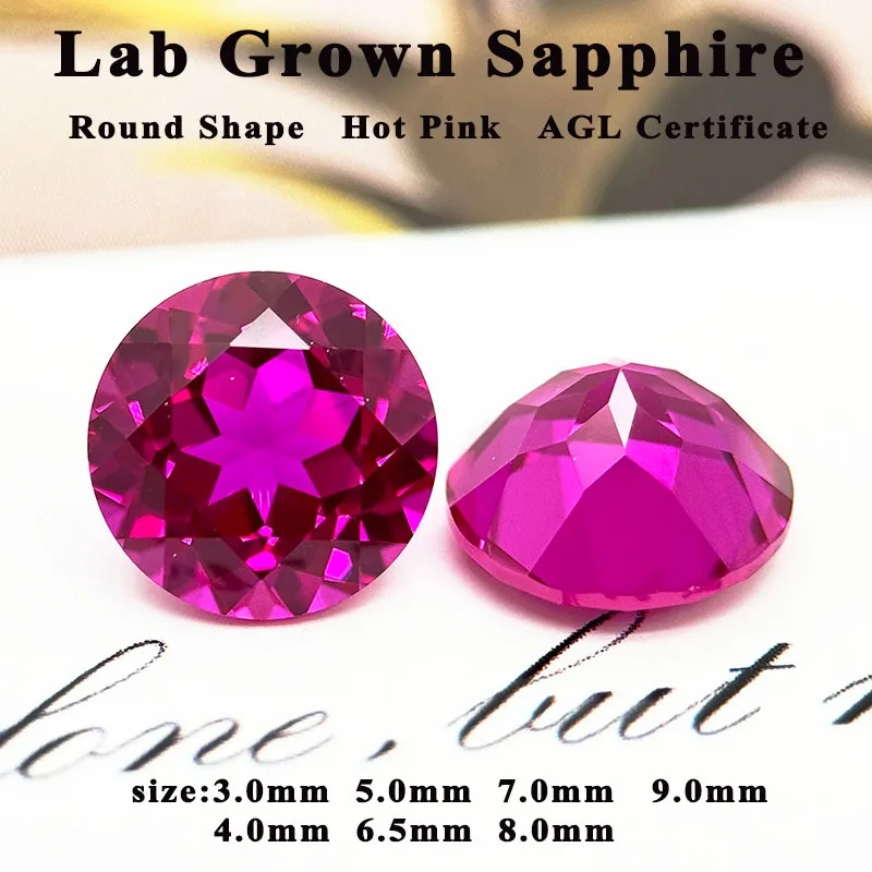Top Quality Lab Grown Sapphire Round Shape Hot Pink Charm Beads Top Quality Making Ring Selectable AGL Certificate
Top Quality Lab Grown Sapphire Round Shape Hot Pink Charm Beads Top Quality Making Ring Selectable AGL Certificate