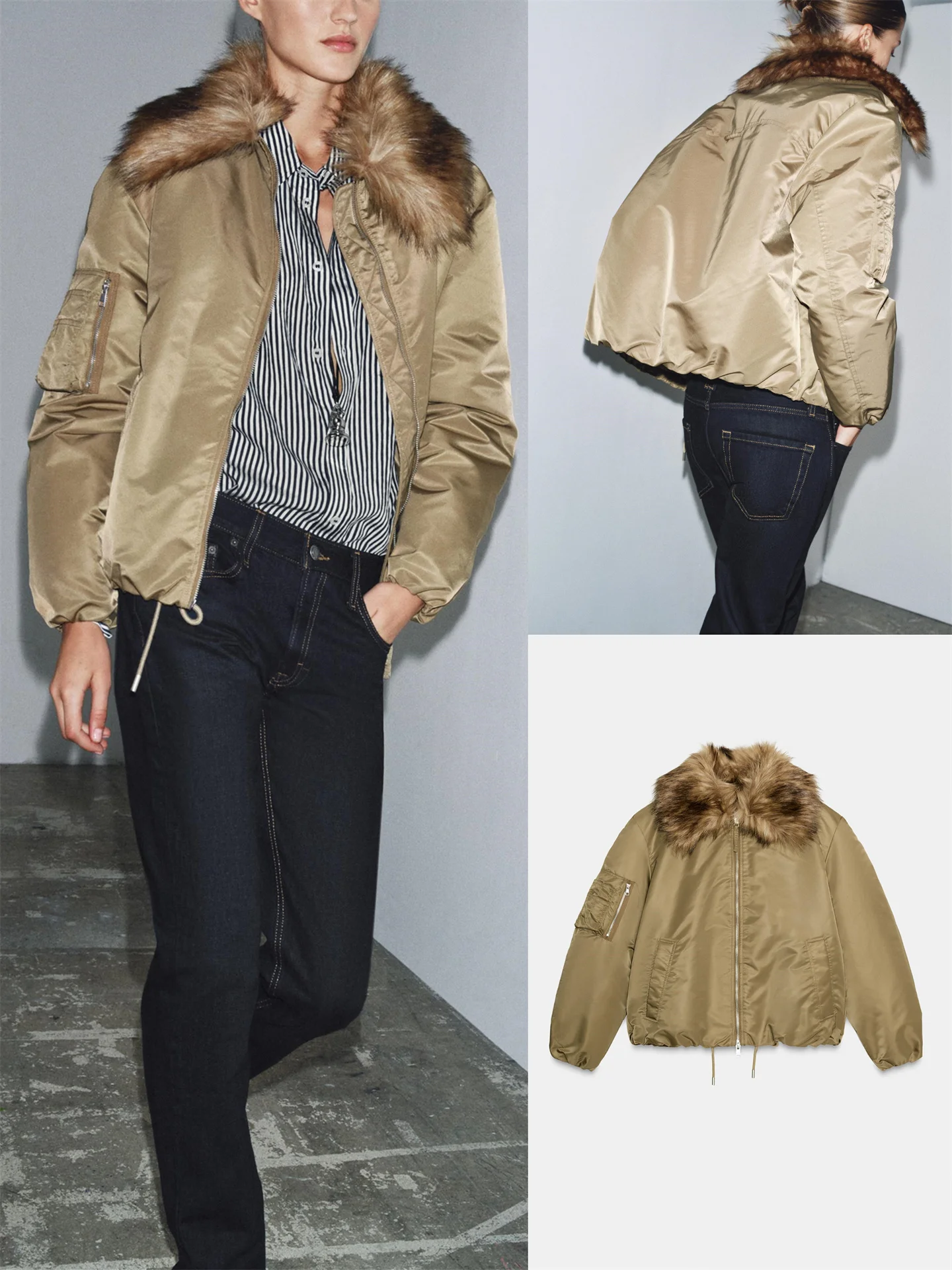 Detachable Fur Collar Pilot Jaet Coat Parka Women's Cotton Outerwear Simple Sle Long Sve Zipper Closure Color
Detachable Fur Collar Pilot Jaet Coat Parka Women's Cotton Outerwear Simple Sle Long Sve Zipper Closure Color