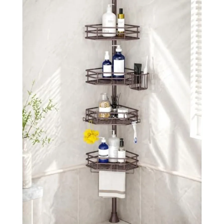 Corner Shower Caddy for Bathroom Bathtub Shampoo Storage Rust-Free Metal Bronze 4-Tier Adjustable Shelf Drill-Free Tension Pole
Corner Shower Caddy for Bathroom Bathtub Shampoo Storage Rust-Free Metal Bronze 4-Tier Adjustable Shelf Drill-Free Tension Pole