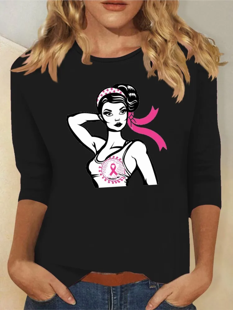 Tees For Ladies 2024 Spring Autumn New Cartoon And Flower Printing Round Neck Long Sleeve Fashion Casual Commuting Women's Tops
Tees For Ladies 2024 Spring Autumn New Cartoon And Flower Printing Round Neck Long Sleeve Fashion Casual Commuting Women's Tops
