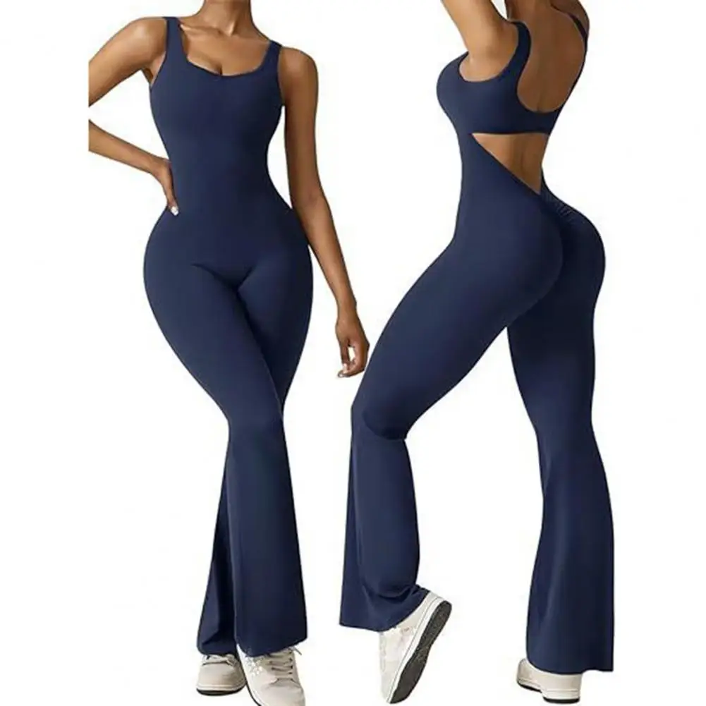 Backless Jumpsuit Stylish Women's Sleeveless Sports Jumpsuit with Butt-lifted High Waist Flared Hem Summer Athletic for Ladies
Backless Jumpsuit Stylish Women's Sleeveless Sports Jumpsuit with Butt-lifted High Waist Flared Hem Summer Athletic for Ladies
