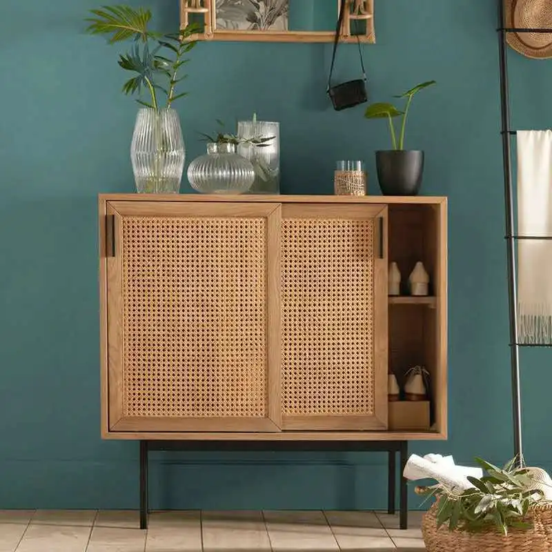 Japanese-style rattan dining side cabinet, Nordic solid wood tea wrought iron entranceretro shoe
Japanese-style rattan dining side cabinet, Nordic solid wood tea wrought iron entranceretro shoe