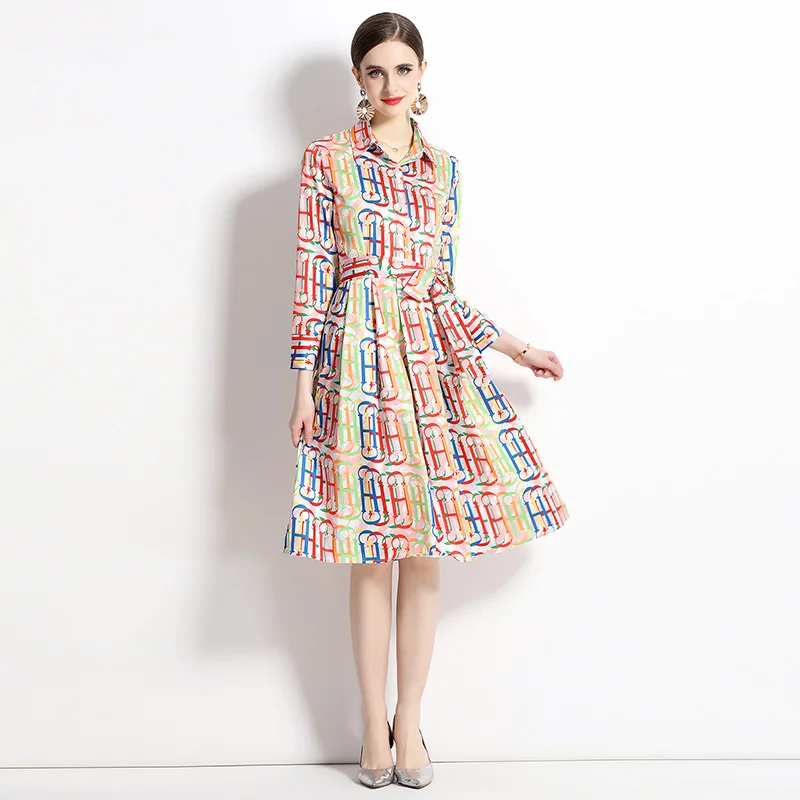 New Fashion Spring Letter Shirt Dress Women's Lapel Collar Long Sleeve Single-Breasted Sashes Lace Up Printed Midi Vestidos
New Fashion Spring Letter Shirt Dress Women's Lapel Collar Long Sleeve Single-Breasted Sashes Lace Up Printed Midi Vestidos