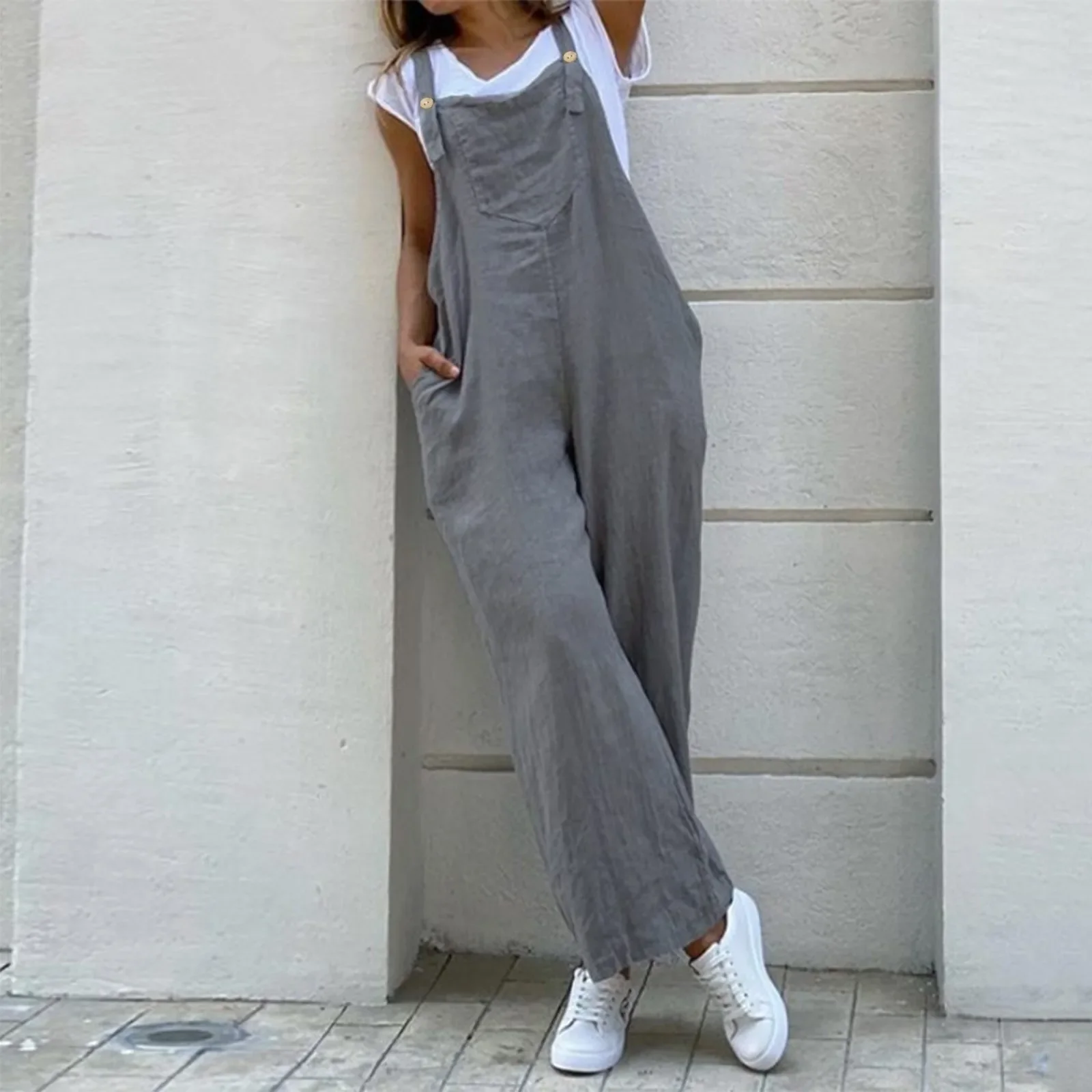 Ladies Long Bottoms Women'S Casual Overalls Sleeveless Dungarees Loose Jumpsuit Pants Trousers Woman Clothing Ropa De Mujer
Ladies Long Bottoms Women'S Casual Overalls Sleeveless Dungarees Loose Jumpsuit Pants Trousers Woman Clothing Ropa De Mujer
