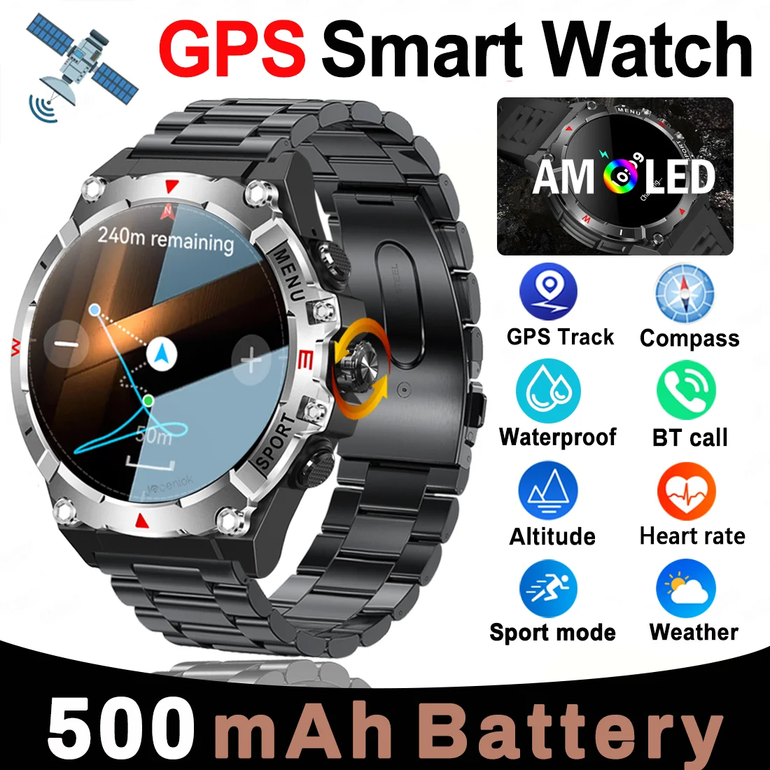 Смарт-часы с GPS, 2025 год, мужские, 1,43-дюймовый AMOLED HD-экран, 500 мАч, большая батарея, мониторинг здоровья, Bluetooth-вызов, спортивные умные часы
Смарт-часы с GPS, 2025 год, мужские, 1,43-дюймовый AMOLED HD-экран, 500 мАч, большая батарея, мониторинг здоровья, Bluetooth-вызов, спортивные умные часы
