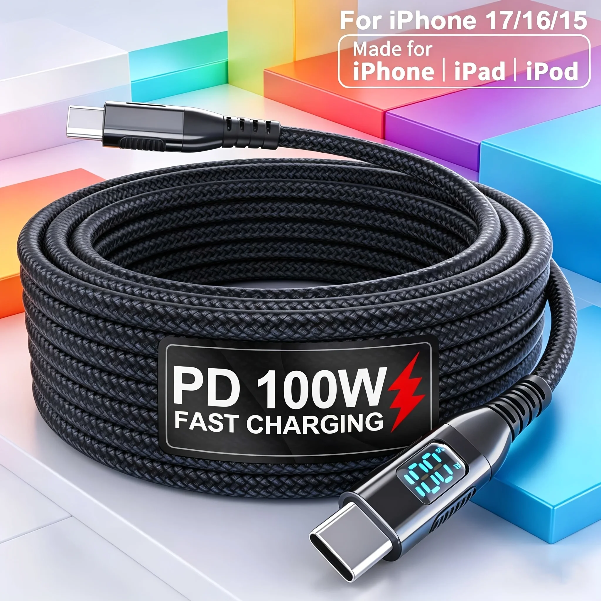 LAIHONEN 100W Type-C Fast Charging Cable E-Marker Compatible with for iPhone 16 15 Series S24 S23 Ultra iPad Pro Switch
LAIHONEN 100W Type-C Fast Charging Cable E-Marker Compatible with for iPhone 16 15 Series S24 S23 Ultra iPad Pro Switch