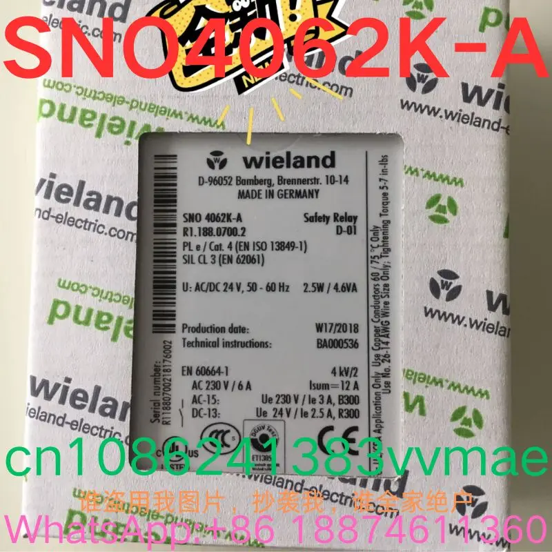 Совершенно новое реле безопасности SNO 4062K-A SNO4062K-A
Совершенно новое реле безопасности SNO 4062K-A SNO4062K-A