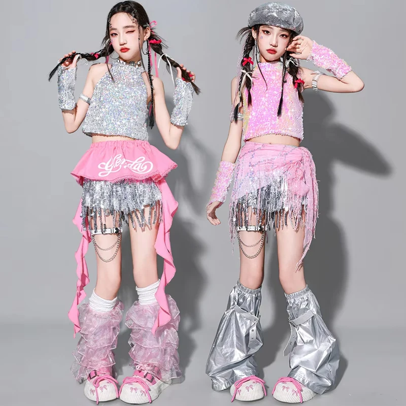 2026 Jazz Dance Clothes Girl Kpop Performance Costume Pink Sequin Tank Top Fringe Shorts Kid Fashion Runway Show Stage Wear 3822
2026 Jazz Dance Clothes Girl Kpop Performance Costume Pink Sequin Tank Top Fringe Shorts Kid Fashion Runway Show Stage Wear 3822