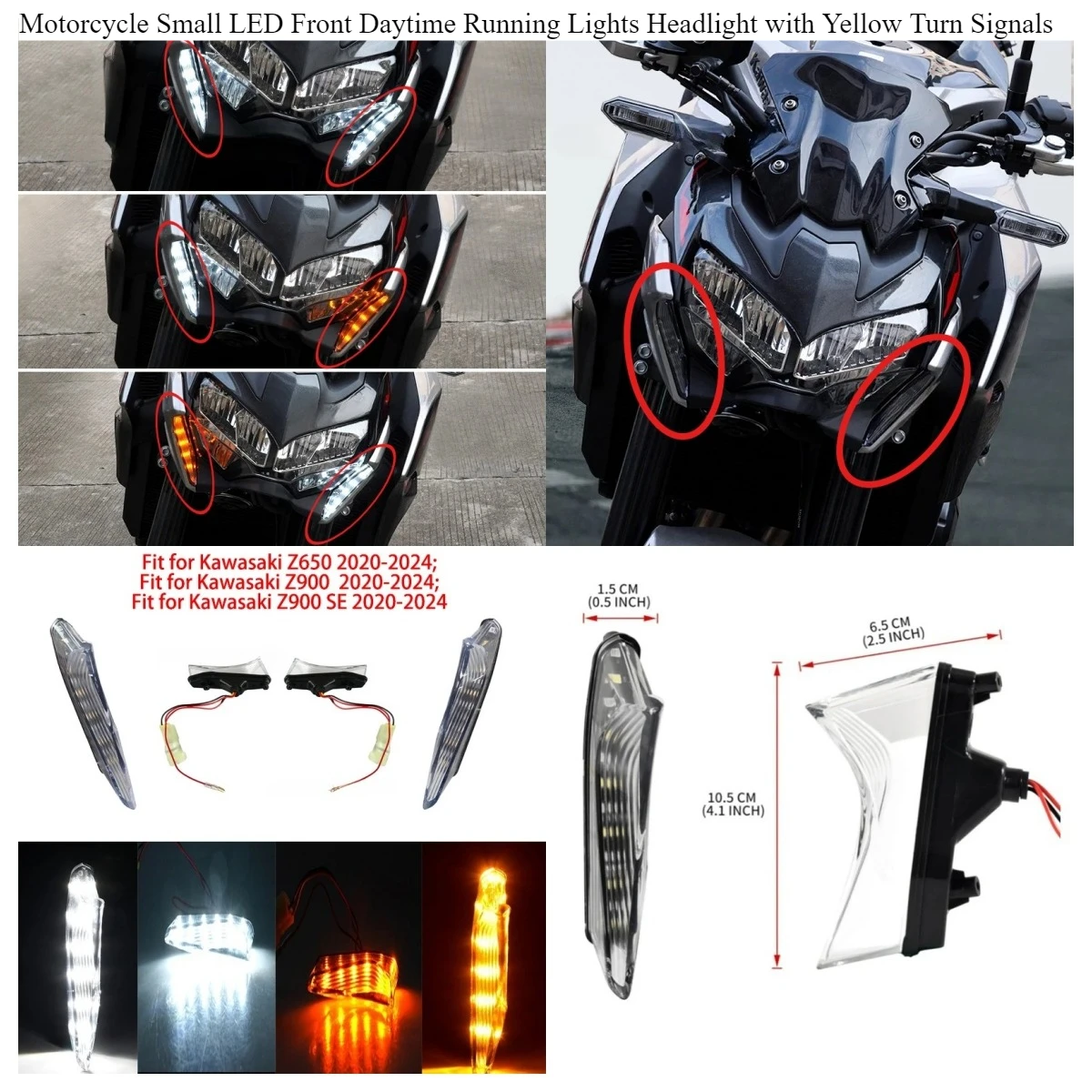 Motorcycle Small LED Front Daytime Running Lights Headlight with Yellow Turn Signals ABS light For KAWASAKI Z 900 650 Z900 Z650
Motorcycle Small LED Front Daytime Running Lights Headlight with Yellow Turn Signals ABS light For KAWASAKI Z 900 650 Z900 Z650