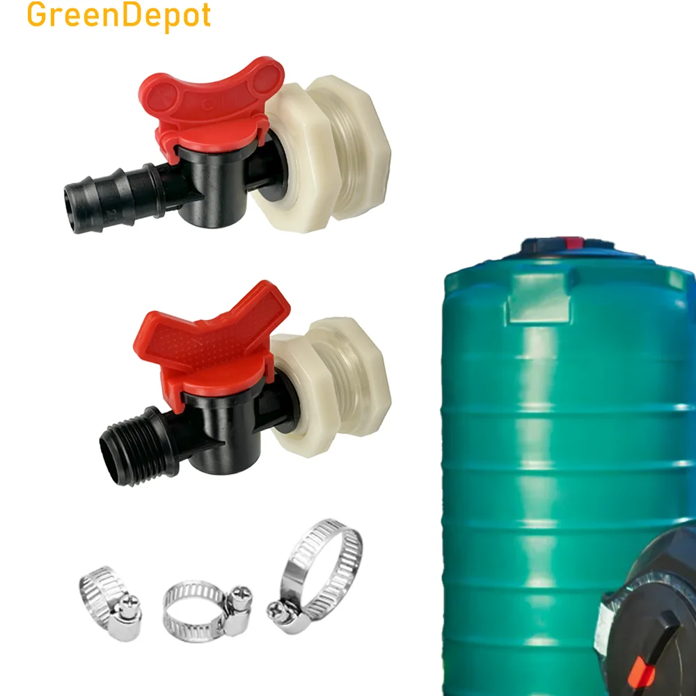 1/2" 3/4" Thread Rain Barrel Bulkhead Garden Spigot Kit with Barbed Hose Adapter 20mm 25mm for Water Tank Drain Bucket Aquariums
1/2" 3/4" Thread Rain Barrel Bulkhead Garden Spigot Kit with Barbed Hose Adapter 20mm 25mm for Water Tank Drain Bucket Aquariums