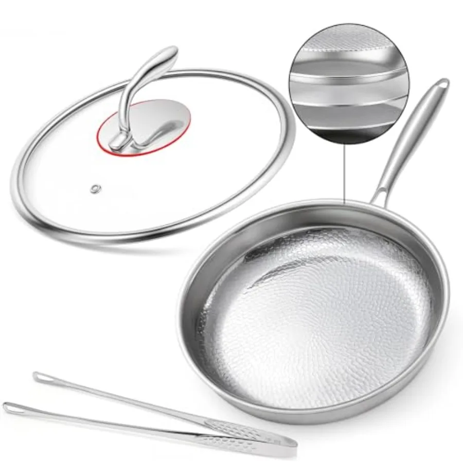 12 Inch Titanium Nonstick Frying Pan, 5-Layer Hammered Titanium-Alloy Skillet with Lid, PFOA/PFOS/Lead/Cadmium Free, Oven and D
12 Inch Titanium Nonstick Frying Pan, 5-Layer Hammered Titanium-Alloy Skillet with Lid, PFOA/PFOS/Lead/Cadmium Free, Oven and D