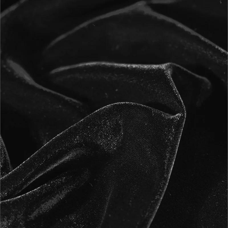 Dark black non-elastic woven velvet fabric is soft smooth and drape like for cheongsam evening gowns
Dark black non-elastic woven velvet fabric is soft smooth and drape like for cheongsam evening gowns