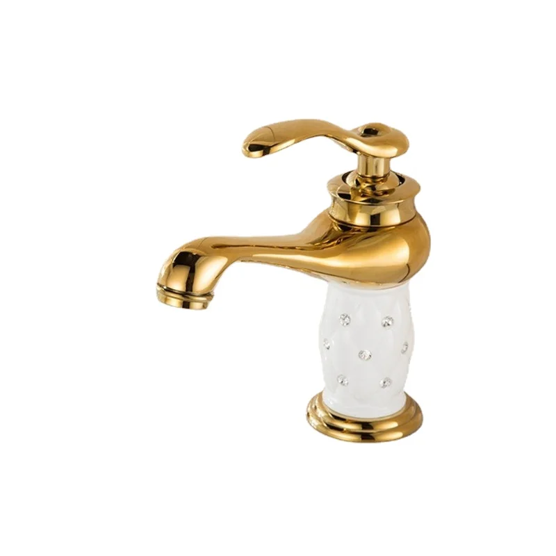 Single Handle Hot & Cold Wash Basin Faucet Gold Mixed Faucet Brass with Diamond Bathroom Faucet Basin Faucet
Single Handle Hot & Cold Wash Basin Faucet Gold Mixed Faucet Brass with Diamond Bathroom Faucet Basin Faucet