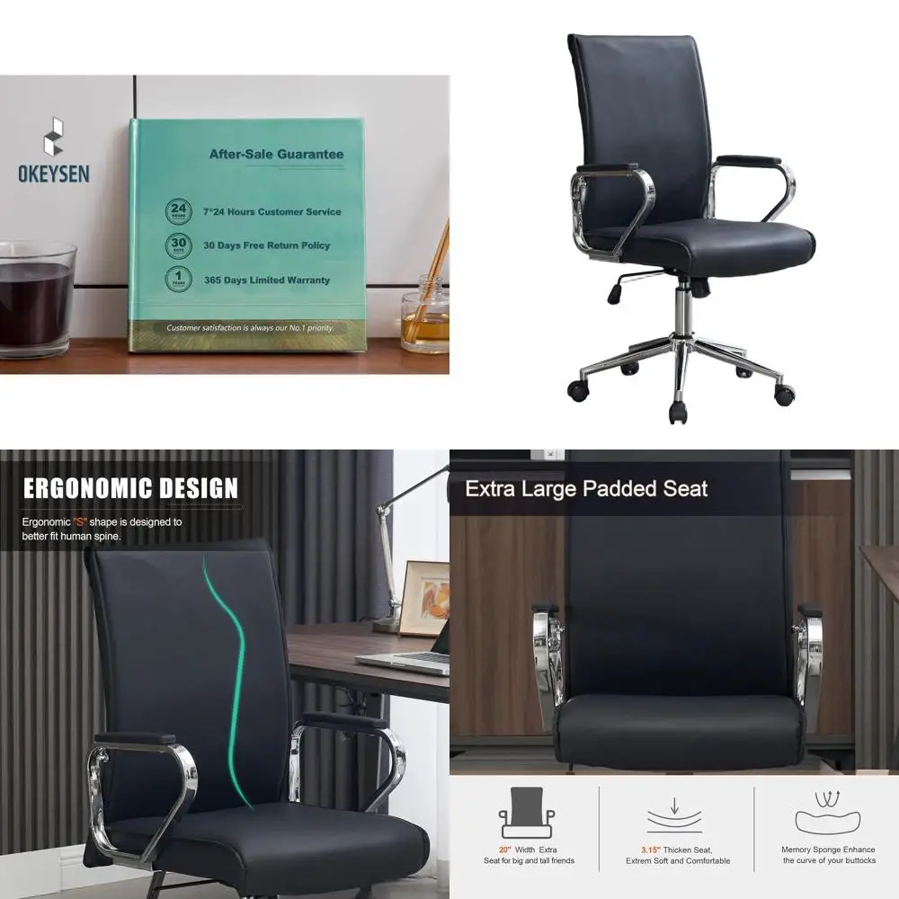 Ergonomic Leather Swivel Chair for Executive Conference Rooms and Home Office
Ergonomic Leather Swivel Chair for Executive Conference Rooms and Home Office