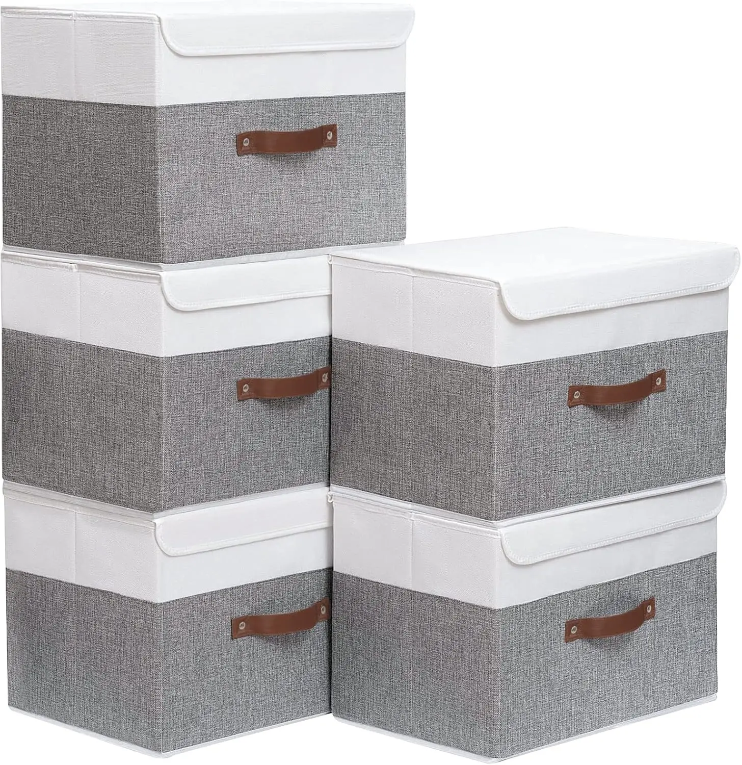 25 Quart Storage Boxes with Lids, Linen Fabric Storage Bin Cube Organizer Basket, Washable and Leather Handle
25 Quart Storage Boxes with Lids, Linen Fabric Storage Bin Cube Organizer Basket, Washable and Leather Handle