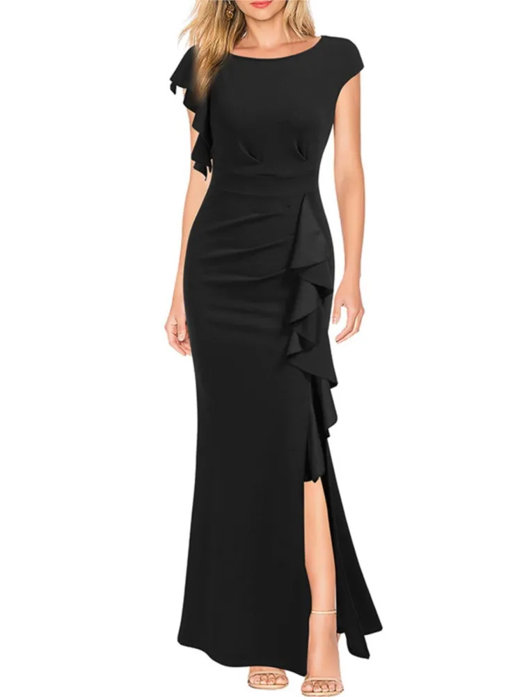 High Waistline Dress Elegant Summer Evening Party Long Dresses With Slim Fit Wrap Vestidos Para Mujer Women's O-neck Dresses
High Waistline Dress Elegant Summer Evening Party Long Dresses With Slim Fit Wrap Vestidos Para Mujer Women's O-neck Dresses