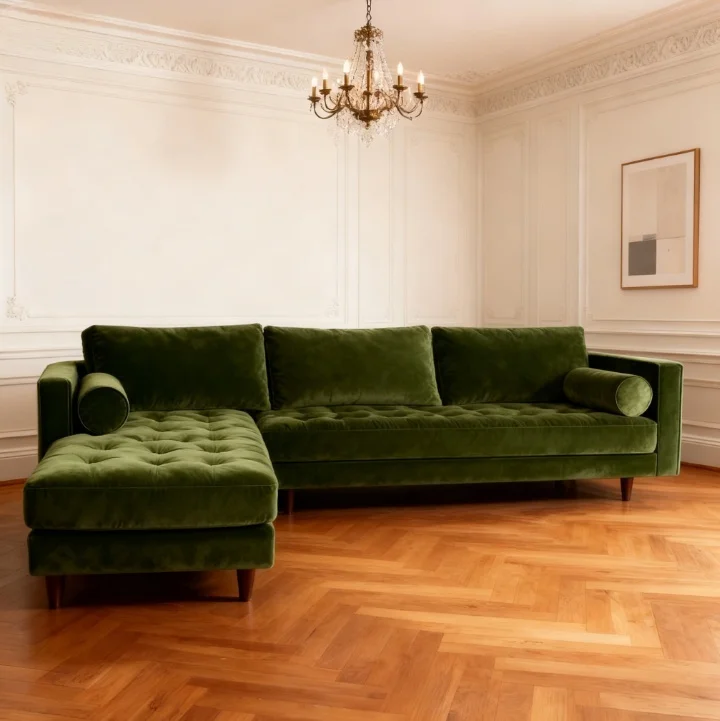 ag-Velvet Tufted L-Shape Corner Sofa Bed with Fabric Upholstery for Living Room Mall & Hotel Use@
ag-Velvet Tufted L-Shape Corner Sofa Bed with Fabric Upholstery for Living Room Mall & Hotel Use@