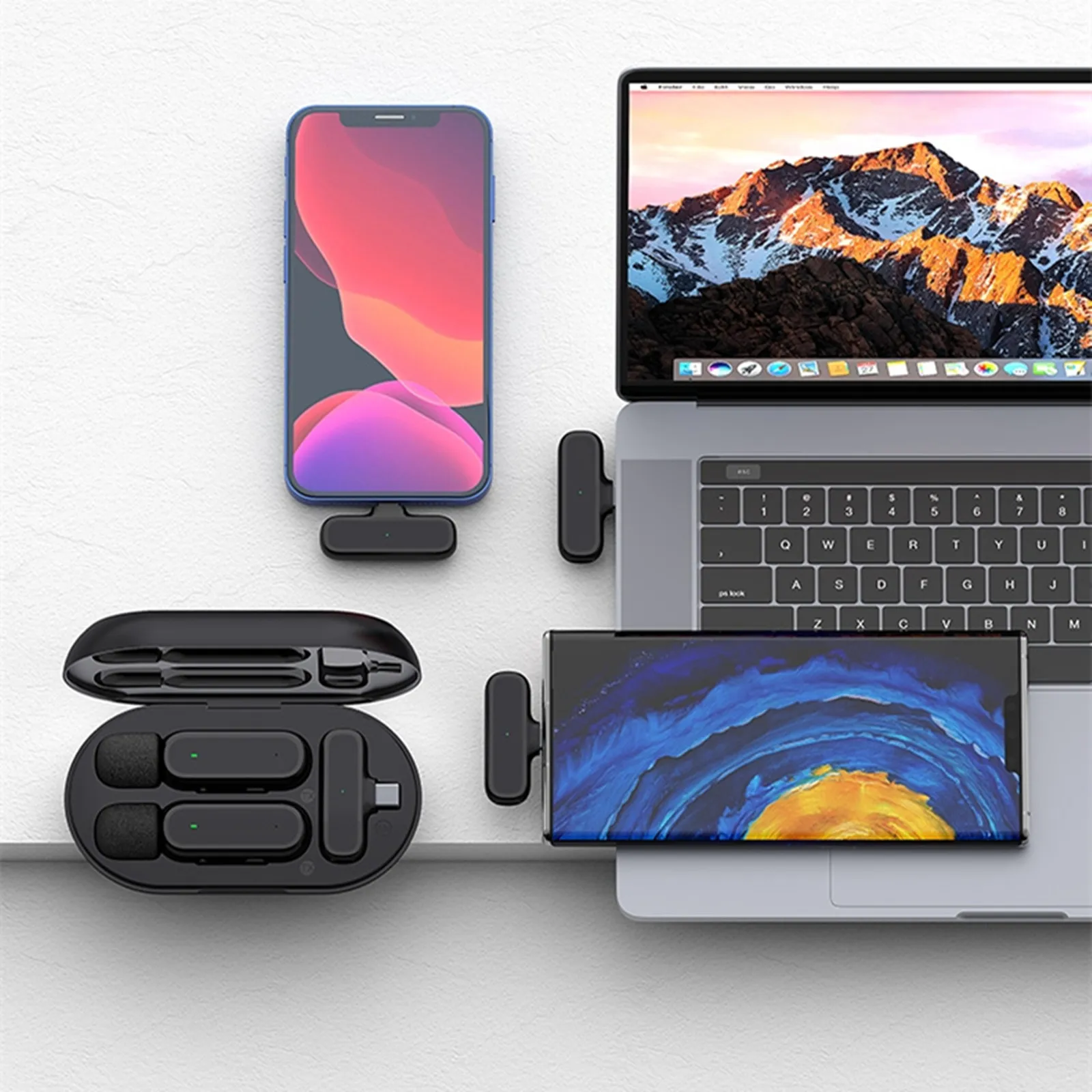 1PC 2.4GHz Wireless Lavalier Microphone System 2 Transmitters 1 Receiver 8H Battery Noise Reduction for iPhone 15 Android USB-C
1PC 2.4GHz Wireless Lavalier Microphone System 2 Transmitters 1 Receiver 8H Battery Noise Reduction for iPhone 15 Android USB-C