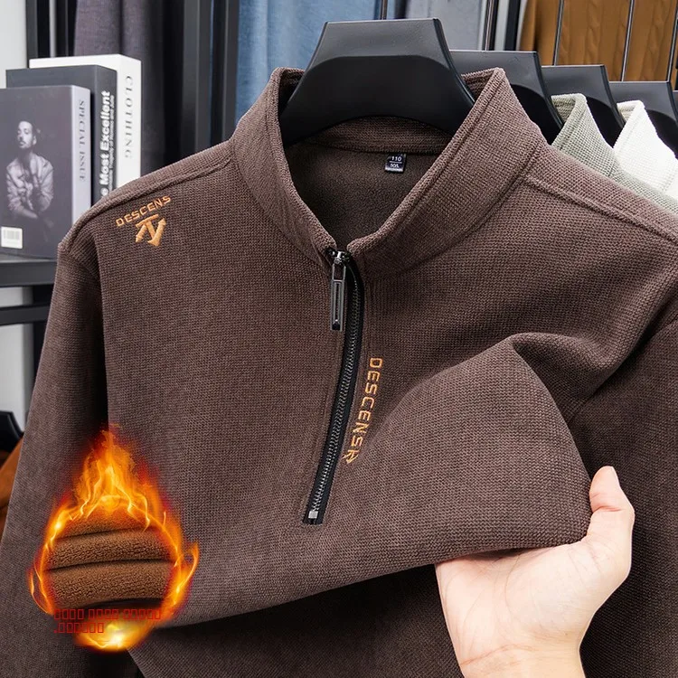 Thiened Fce Zipper Stand Collar Knitted Sweater Men's Warm Inner Wear Polyester Fiber Long Sve round Ne Top
Thiened Fce Zipper Stand Collar Knitted Sweater Men's Warm Inner Wear Polyester Fiber Long Sve round Ne Top