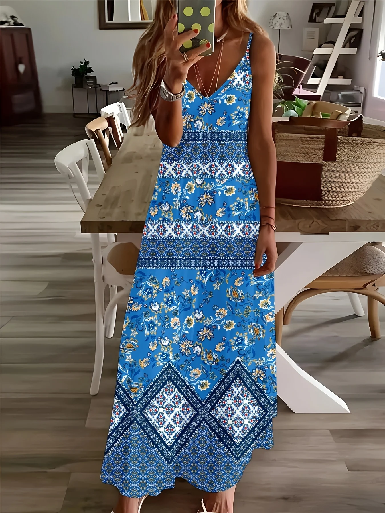 Printed Design Casual Geometric Floral Slip Dress
Printed Design Casual Geometric Floral Slip Dress