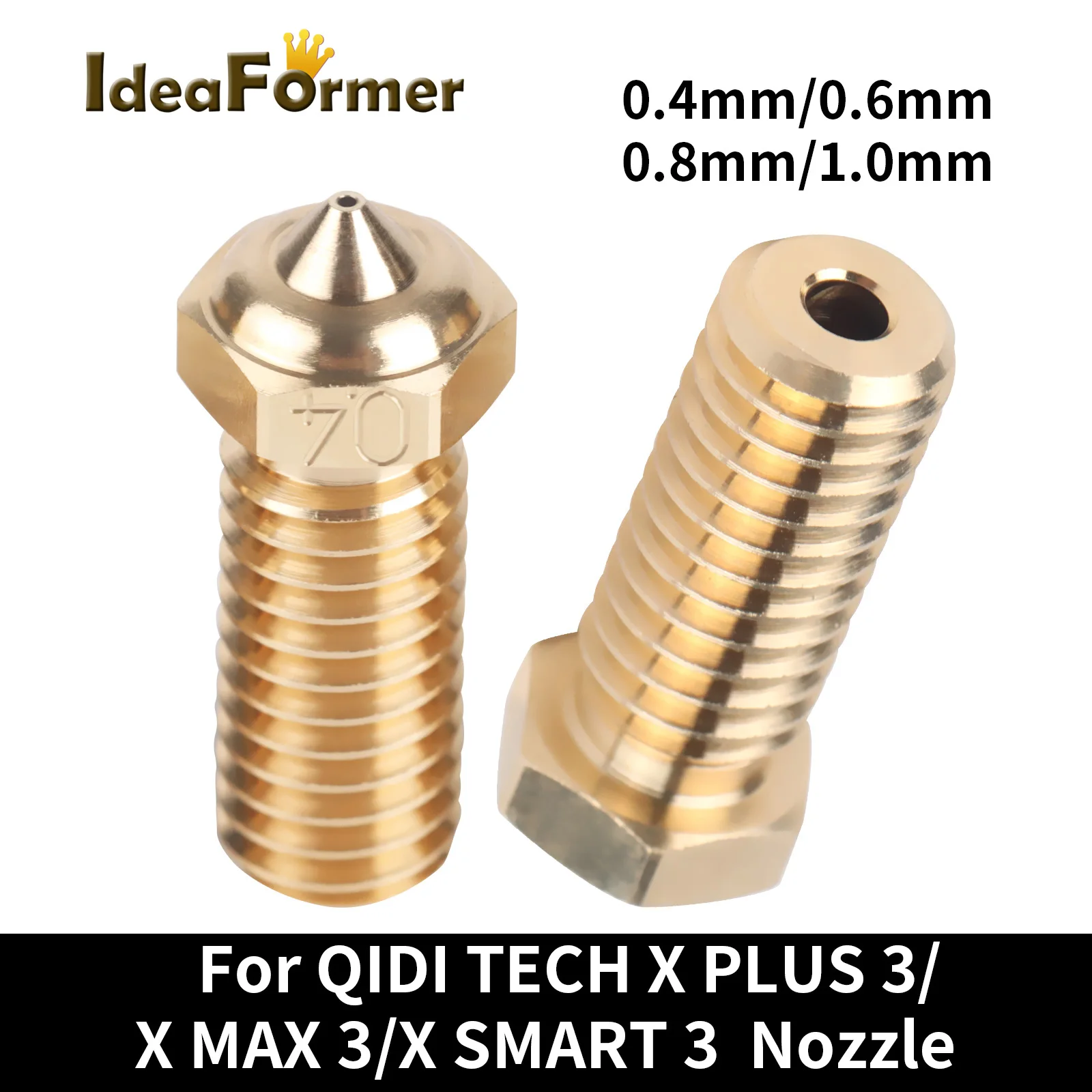 IdeaFormer For Qidi X-max 3/ X-plus 3 Nozzles Brass 0.4 0.6 0.8 1.0mm Nozzles For X Max3 Plus3 3D Printer Parts Accessories
IdeaFormer For Qidi X-max 3/ X-plus 3 Nozzles Brass 0.4 0.6 0.8 1.0mm Nozzles For X Max3 Plus3 3D Printer Parts Accessories