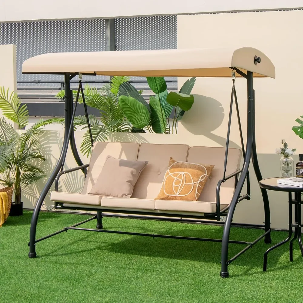 3 Person Porch Swing, 2-in-1 Convertible Patio Swing Bed with Removable Cushions, Solid Steel Structure, Outdoor Swing With
3 Person Porch Swing, 2-in-1 Convertible Patio Swing Bed with Removable Cushions, Solid Steel Structure, Outdoor Swing With