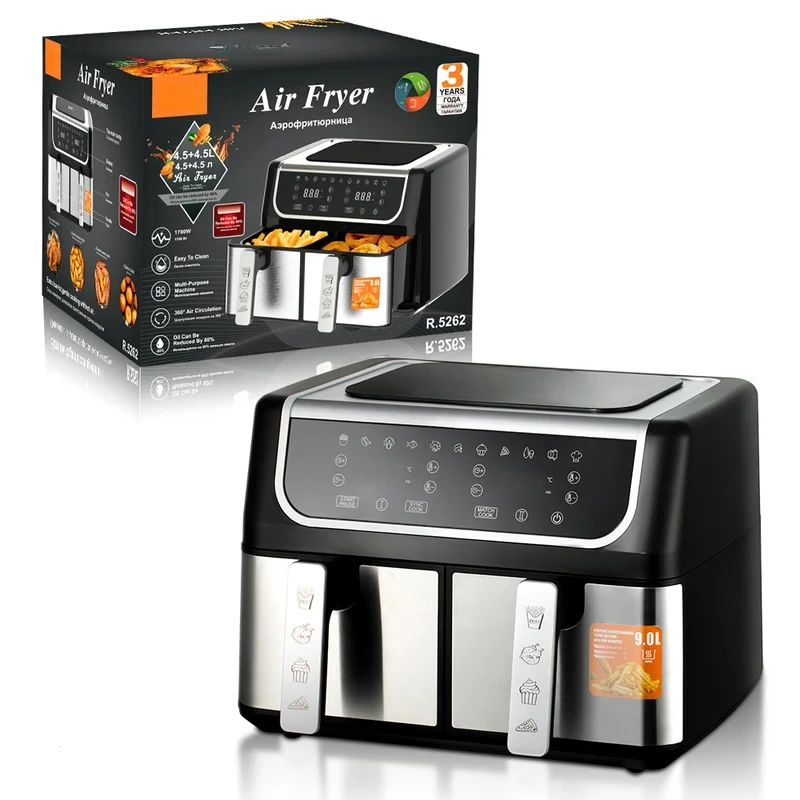 RAF R.5262 Large New LED Display Dual Easy to Clean High Quality Electric Air Fryer
RAF R.5262 Large New LED Display Dual Easy to Clean High Quality Electric Air Fryer