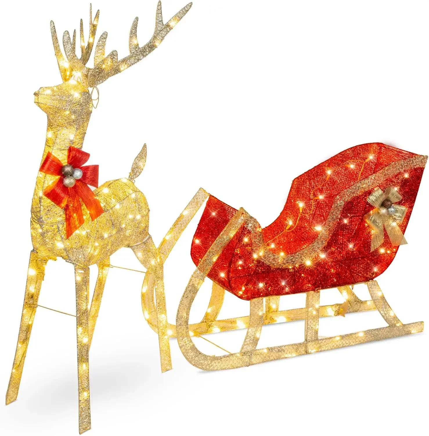 Hot salesLighted Christmas 4ft Reindeer & Sleigh Holiday Outdoor Yard Decoration Set w/ 205 LED Lights, Stakes, Zip Ties - Gold
Hot salesLighted Christmas 4ft Reindeer & Sleigh Holiday Outdoor Yard Decoration Set w/ 205 LED Lights, Stakes, Zip Ties - Gold
