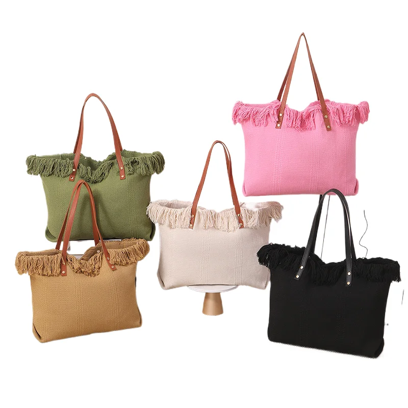 New fringed tote bag - large capacity, simple design, hand-held, shoulder strap, canvas bag, suitable for student commuting, wov
New fringed tote bag - large capacity, simple design, hand-held, shoulder strap, canvas bag, suitable for student commuting, wov